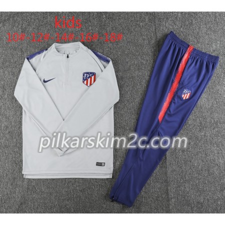 Atlético Madryt Dziecięca Komplet Bluzy Treningowe Szary Biały 2018-2019